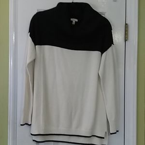 Talbots cream & black MP sweater T009SW